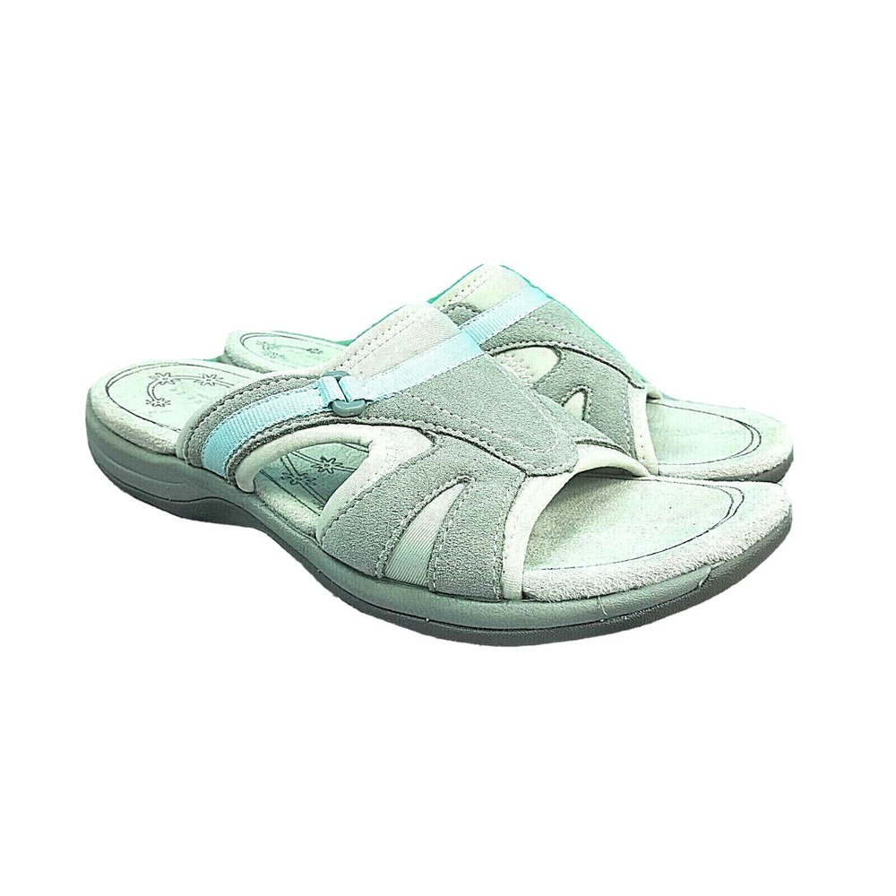 EASY SPIRIT Womens Sahara Explore 24 Sandals Leather Gray‎ Slip On Shoes Sz 5M